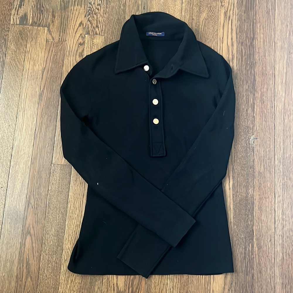 Black long sleeve Louis Vuitton polo